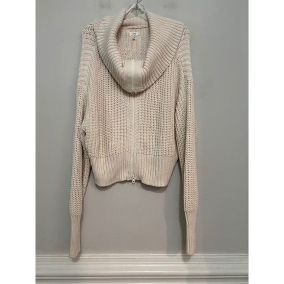 Aerie Sweater Zip Cardigan 2XL Chunky Knit Wide Collar Off White Cozy XXL - Picture 1 of 7